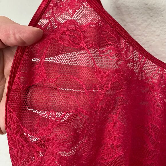 Victoria’s Secret Red Chemise Nylon Stretchy Lace Nightgown Lingerie Size XS - Picture 4 of 10